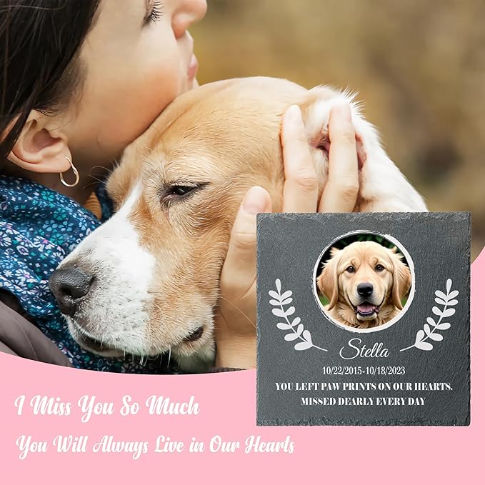 Alienc Personalized Pet Memorial Stone – Custom Dog & Cat Memorial Gifts for Loss, Outdoor Pet Grave Marker, Sympathy Keepsake for Dogs and Cats