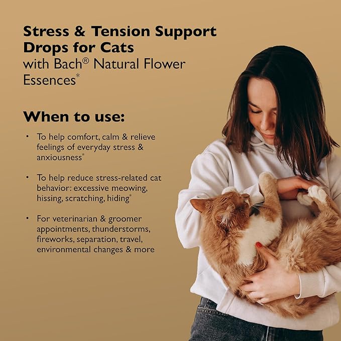 Rescue Remedy Pet Dropper for Cats - 10 mL - Stress & Tension Support for Cats with Bach Natural Flower Essences - Sedative-Free, Homeopathic Liquid Formula - For All Breeds, Ages & Weights