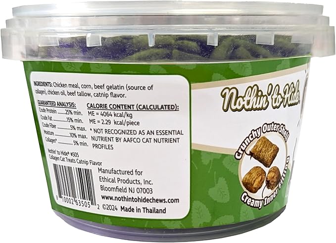Fieldcrest Farms Nothin’ to Hide Collagen Cat Treats – Crunchy & Creamy Cat Snacks, High-Protein Healthy Treats for Skin, Coat & Joint Support, Catnip Flavor, 8 oz.