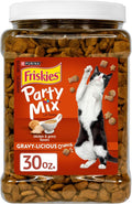 Purina Friskies Party Mix Gravy-Licious Crunch Chicken and Gravy Flavors Cat Treats - 30 oz Canister