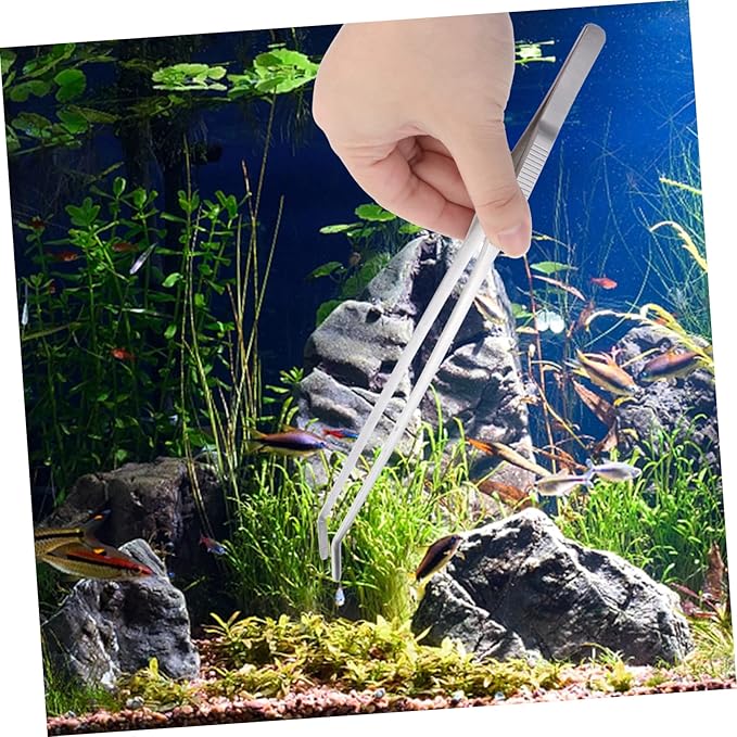 Stainless Steel Aquarium Plant Tweezers Elbow Tweezers for Fish Tank Decor Cleaning