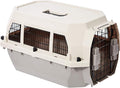 Amazon Basics Hard-Sided Dog and Cat Kennel, Single-Door Travel Pet Carrier with Metal Wire Ventilation, 23.6" L x 15.7" W x 13" H, Beige