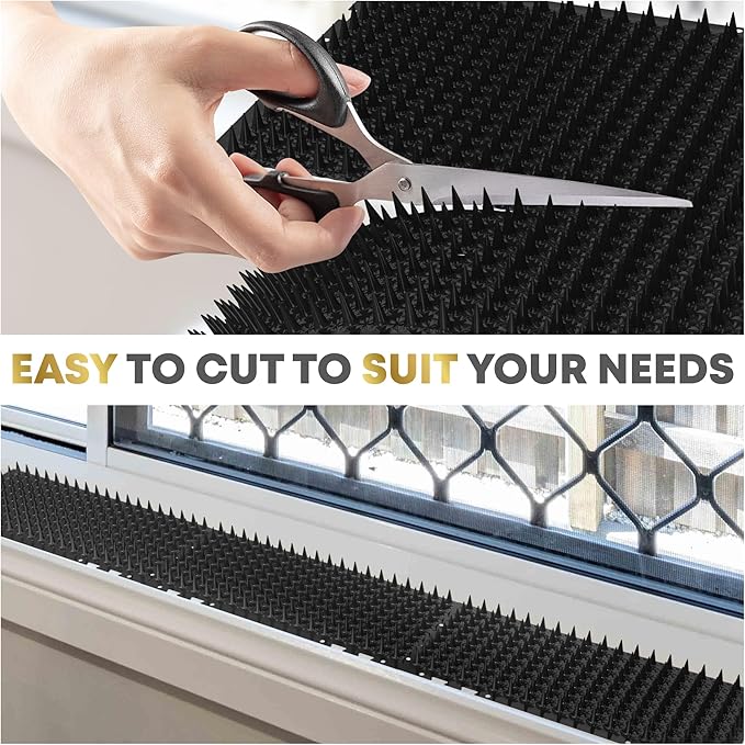 Petfolio 12 Pack Black Cat Spike Mat - 16" x 13" Scat Mat for Cats with 1" Spike is A Perfect Pet Deterrent for Indoor & Outdoor Cat Repellent to Deter Feral Cats & Dogs