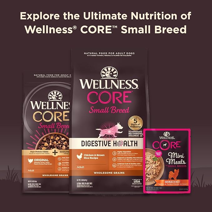 Wellness CORE Small Breed Mini Meals Pate Variety Pack Adult Wet Dog Food, Grain Free, Natural, 3 oz, Pack of 12