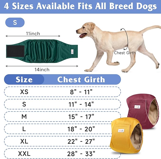 5 Pack Dog Diapers Male Reusable, Premium Belly Bands for Dogs, High Absorbing Male Dog Pee Wraps for Doggie in Incontinence or Excitable Urination Red M