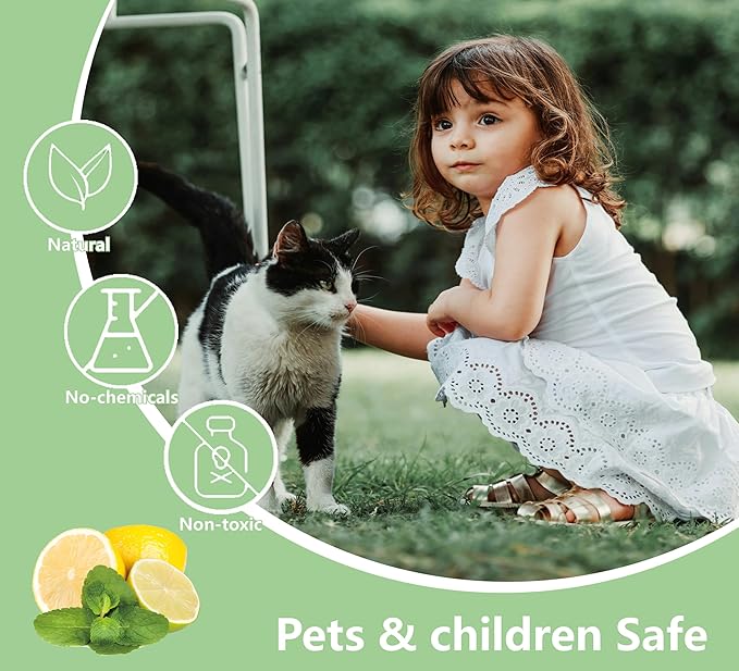 Cat Repellent Balls 12 Pack - Quartz Sand with 6 Mesh Bags, Long Lasting Outdoor Cat Deterrent for Garden/Yard/Sofa, Natural Non-Toxic Pet Safe (Mint Green)