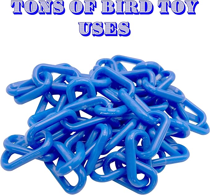 by M&M 2006 5ft Medium Blue Plastic Bird Toy Chain - Classic Bird Foot Toy, Long Length, Tons of Uses, Easy for Birds to Grab with Beaks and Feet, Bright Color
