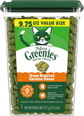 Greenies Cat Treats, Feline Veterinarian-Recommended Adult Natural Dental Cat Treats, Oven Roasted Chicken Flavor, 9.75 oz. Tub