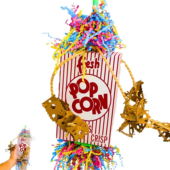Bonka Bird Toys 2318 Popcorn Explosion 15" High by 5" Wide Medium Large Parrot Chew Bird Toy, Amazons, Conure, African Greys, and Other Similar Birds
