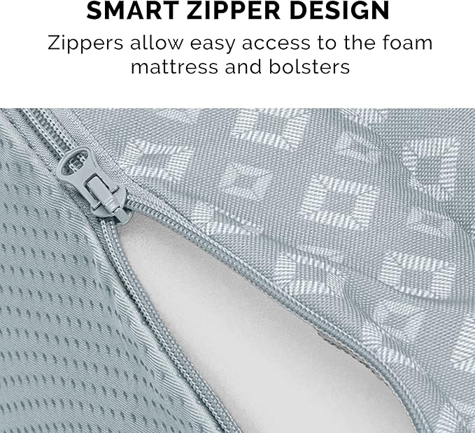 Furhaven Cozy Memory Foam Dog Bed for Large/Medium Dogs w/ Removable Bolsters & Washable Cover, For Dogs Up to 55 lbs - Plush & Diamond Print Nest Top Sofa - Gray, Large