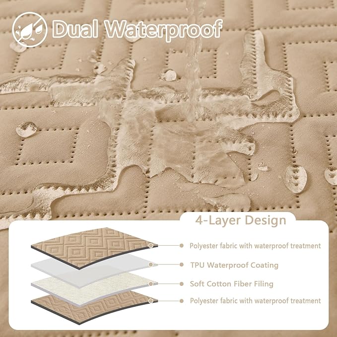 hyha Waterproof Dog Blanket, Soft Dog Bed Cover Pet Blankets, Waterproof Sofa Couch Cover for Dogs Washable, Reversible Pet Couch Covers for Sofa Furniture (52x82 Inch, Camel/Camel)