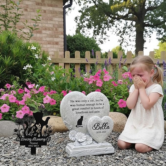 Custom Cat Grave Marker Outdoor, Personalized Metal Cat Memorial Grave Stake with Name and Date, Outdoor Waterrproof Cats Memorial Plaque