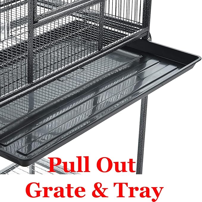 Extra Large 32" x 19" x 64"H Wrought Iron Metal Bird Flight Breeder Cage with Side Breeding Nest Doors with Removable Rolling Stand
