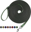 Hi Kiss Dog/Puppy Obedience Recall Training Agility Lead - 15ft 20ft 30ft 50ft 100ft Training Leash - Great for Training, Play, Camping, or Backyard(100ft,Black_Green)