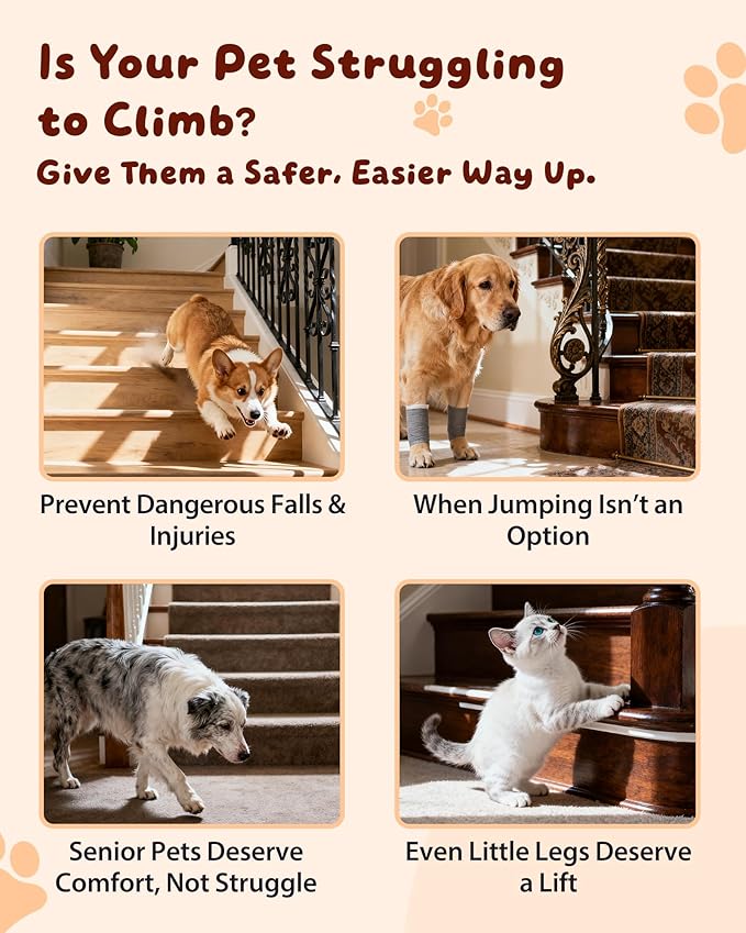 Dog Ramp for Stairs 2Pack, Try Now Risk-Free! Low-Profile Non-Slip Pet Stair Ramps with Washable Cover, Gentle Slope for Senior, Small Short-Legged Dogs and Cats (Corgi, Dachshund)