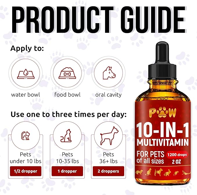 Liquid Multivitamin for Dogs with Glucosamine – Help with Allergies & UTIs – Dog Vitamins and Supplements – Cat Multivitamin for Hips & Joints – B, C & D3 for Coat Shining & Digestion – 2 oz