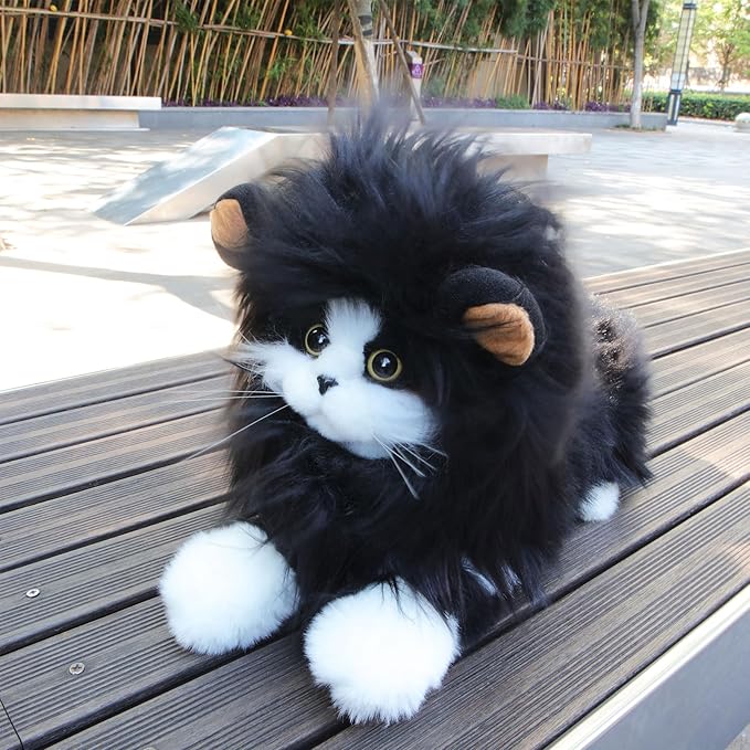 Lion Mane Wig for Cat Costume Pet Adjustable Washable Comfortable Fancy Lion Hair Cat Clothes Dress for Halloween Christmas Easter Festival Party Activity (Medium, Black)