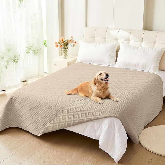 hyha Waterproof Dog Blanket, Soft Dog Bed Cover Pet Blankets, Waterproof Sofa Couch Cover for Dogs Washable, Reversible Pet Couch Covers for Sofa Furniture (52x82 Inch, Taupe/Taupe)