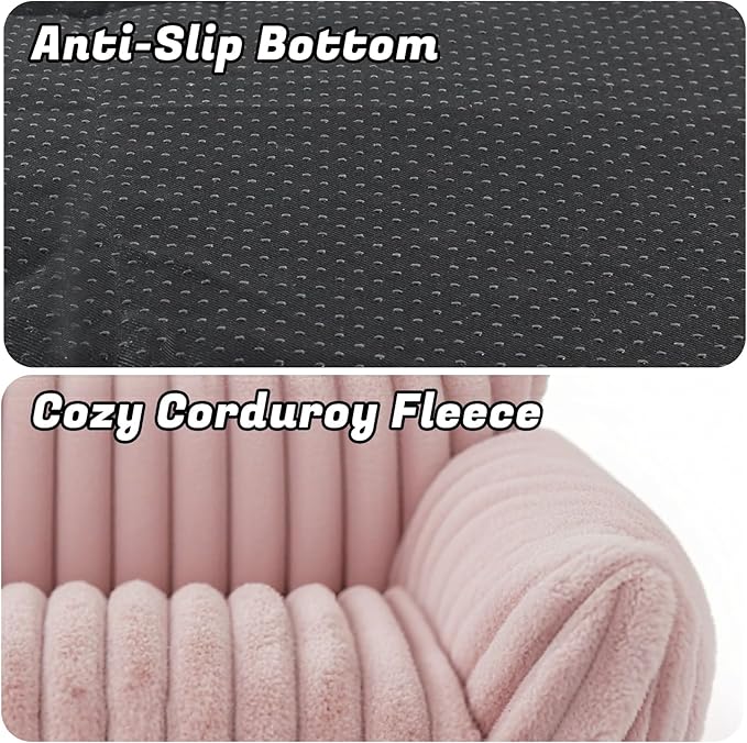 Cat Couch for Pets - Cute Cat Beds for Indoor Cats with Removable Cover, Washable Soft Corduroy Plush, Fluffy Supportive Pet Sofa Chair for Dog, 36 inch, Pink L