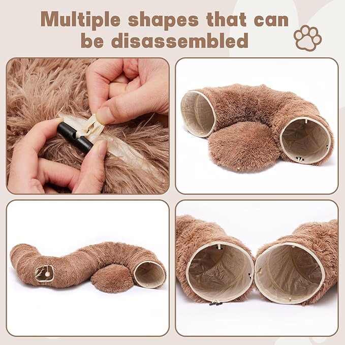 Cat Tunnels for Indoor Cats, Cute Donut Turnel Toys for Small Large Cats with Washable Circle Cushion，3-in-1 Foldable Playground & Cozy Cave Bed for, Kittens Puppy Rabbits