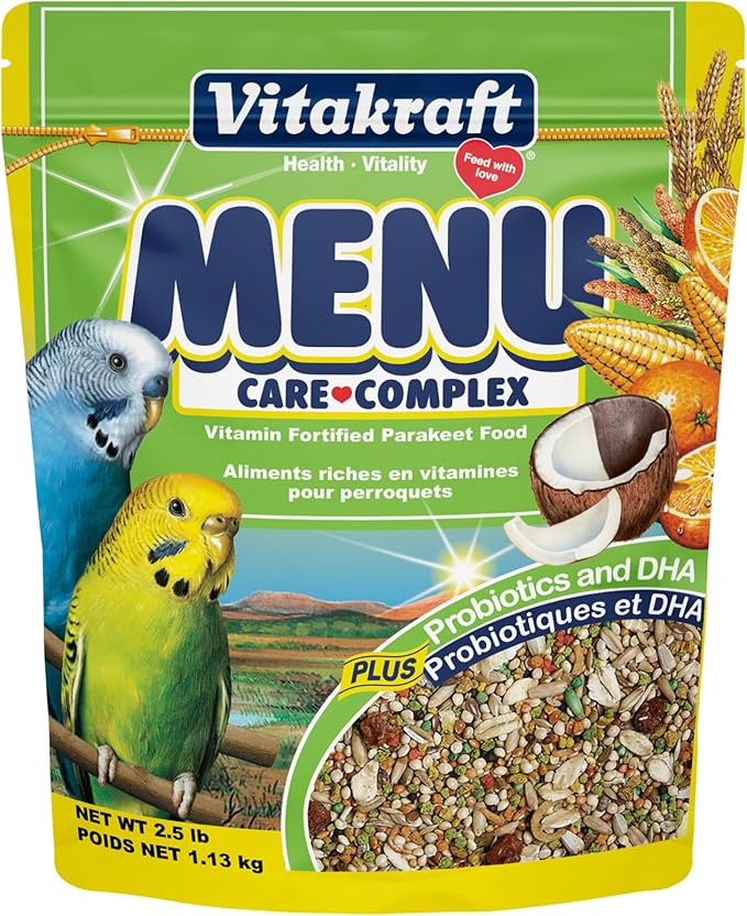 Vitakraft Menu Premium Parakeet Food - Vitamin-Fortified - Daily Pet Bird Food, 2.5 pounds
