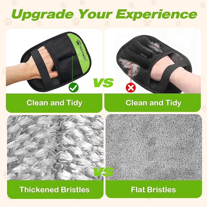 2PCS Pet Hair Remover Gloves, Versatile Grooming Gloves for Washing, Pet Gadgets, Magic Brush Pet Hair Removal Tool, Deshedding, Grooming, Ease of Cleaning, Green