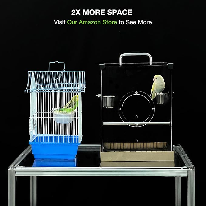 GuineaLoft™ Acrylic-Front Bird Cage (Model-E3) w/Accessories Incl. – Small Bird Cage 1x1x1.33 ft, Crystal-Clear Front View, Spacious Modern Design – Visit The GuineaLoft Store to See More