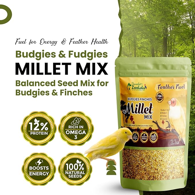 Danodia's Zoolulu Budgies & Finches Millet Mix (950g /2 lbs) | Bird Seed Blend for Budgies, Finches & Canaries | Daily Healthy Nutrition