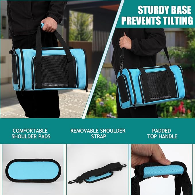 Top tasta Dog Cat Carrier Pet Carriers for Small Medium Large Cats Dogs Carrier Soft Sided Small Puppy Dog Carrier Portable Foldable Airline Approved Dog Cat Travel Carrier Blue Medium