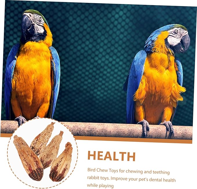 Kichvoe 4pcs Parrot Chew Natural Foraging Bird Biting for Macaw Budgie Conure Healthy Shredding to Boredom and Promote Mental Health