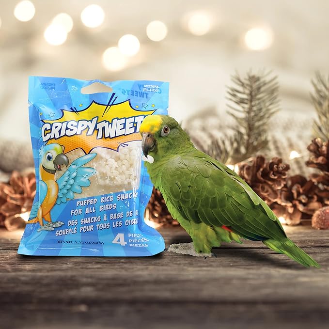 Penn-Plax Tweet Eats: Crispy Tweets â€“ Natural Puffed Rice Pet Treats for All Birds â€“ Fun Way to Hand Feed â€“ 4 Pieces (Pack of 2)