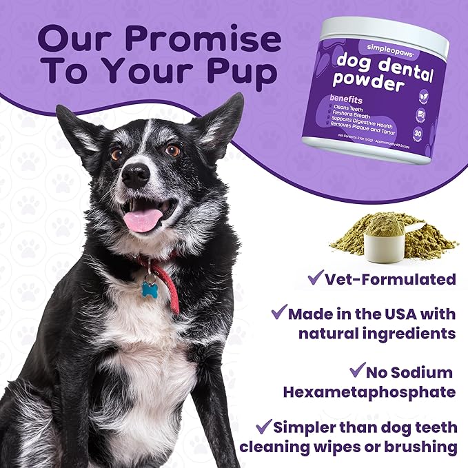 Dog Dental Powder for Teeth Cleaning - Dental Powder for Dogs Teeth – Dog Bad Breath Treatment with Probiotics for Fresh Breath & Oral Health – Chicken Flavored, 60 Scoop Supply
