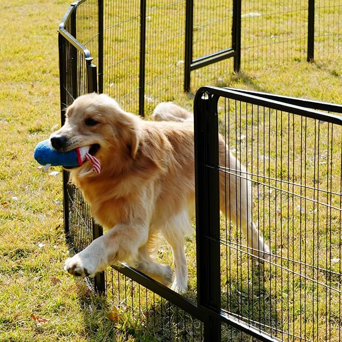 SunsGrove Dog Playpen Outdoor, Heavy Duty 45 Inch 16 Panels Dog Playpen for Large Dogs, Free and Safe Play Dog Fence Indoor, Black