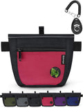 Gobeigo Dog Treat Pouch and Training Clicker, Upgrade Two Magnetic Closure to Prevent Spills, 2 Cup Treat Bag with Poop Bag Dispenser, Metal Clip Waist Belt Fanny Pack for Pet Walk (Black/Red)