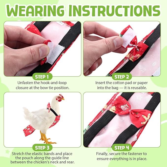 8 Pcs Chicken Diapers Bird Diaper Reusable Duck Diapers Waterproof and Adjustable Chicken Accessories Poultry(M)