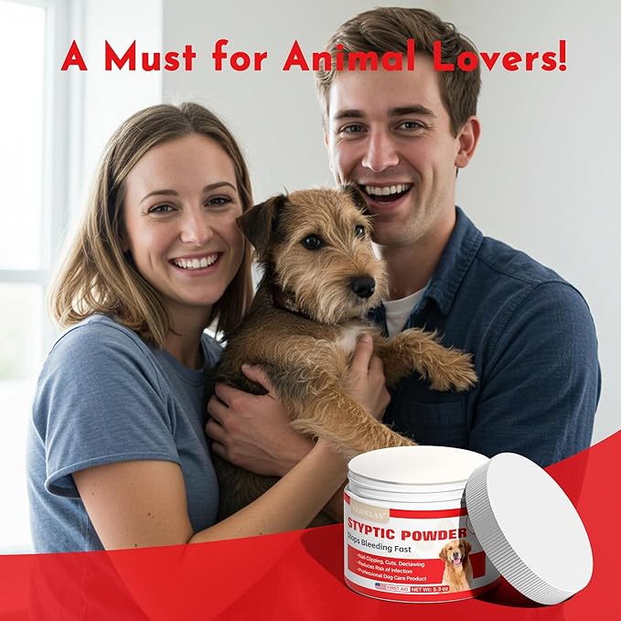 Styptic Powder for Dogs–Quick Stop Bleeding for Dogs Nails, Minor Cuts, Scratches–Blood Stop Powder with Herbal Support,Gentle & Sting-Free–5.3 oz Styptic Powder for Grooming,Vets,Pet First Aid Kits