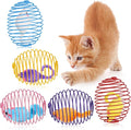 Jecery 5 Pcs Cat Spring Balls Toys Stretchable Rolling Balls Colorful Playful Coils Interactive Action Toy Caged Rats for Kitten Pet Supplies (Mouse,Multicolor)