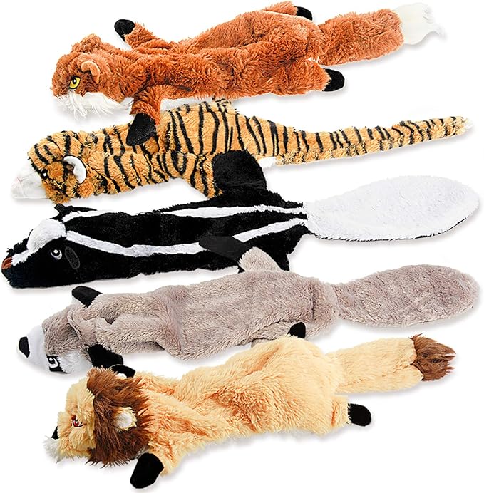 Dog Squeak Toys, No Stuffing Plush Dogs Chew Toy Bundle for Small Medium Large Breed Chewer Tough Durable Squeaky Pet Fetch Puppy Teething Chewing Interactive to Keep Them Busy Best Birthday Gift