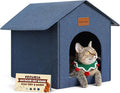 Outdoor Cat House Weatherproof, Insulated Cat Dog Houses for Outdoor/Indoor Cats for Winter, Waterproof Feral Stray Cat Shelter with Warm Cushion for All Seasons, Easy to Assemble, Navy Blue