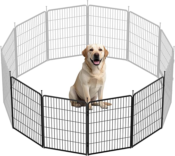 SunsGrove Dog Playpen Outdoor, Heavy Duty 40 Inch 4 Panels Play Pen for Medium and Large Dogs, Free and Safe Play Dog Fence, Black