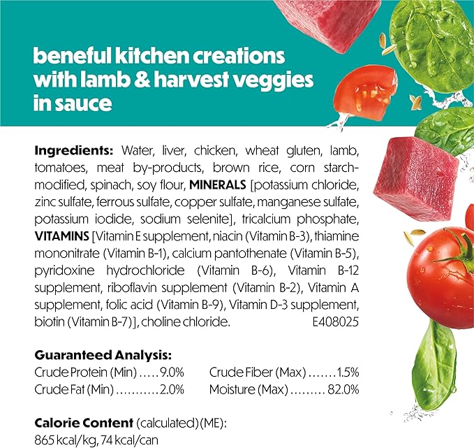 Purina Beneful Kitchen Creations with Lamb and Harvest Veggies in Sauce Wet Dog Food - (Pack of 12) 3 oz. Cans