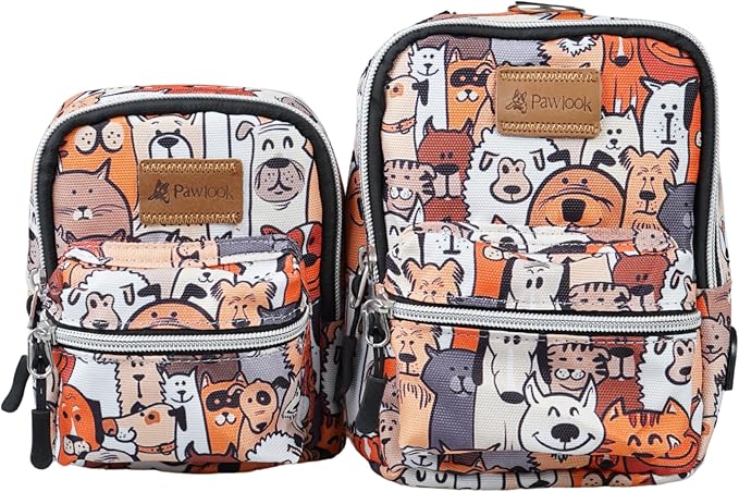 Pawlook Dog Backpack Harness – Street Smart | Waterproof, Adjustable, Breathable – Leash Attachment D-Rings, Poop Bag Pocket – Small & Medium Dogs – 8 Styles Paws Medium