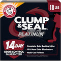 ARM & Hammer Clump & Seal Platinum Cat Litter, Multi-Cat, 14-Day Odor Control, Rock-Hard Clumps, 18 lbs – Powerful Odor Eliminator with Baking Soda