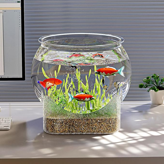 Fish Bowl Vase – Glass Aquarium, Betta Fish Tank, Desktop Bowl | Multifunctional vase for Flowers and Aquatic Pets Like bettas and Turtles | Decorative Centerpiece for Home, Office, Bedroom,