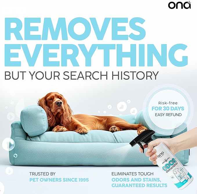 ONA Pet Stain & Odor Eliminator Enzyme Cleaner Spray - Dog & Cat Urine Remover & Deodorizer for Home, Carpet, Furniture & Hardwood Floor - Professional Strength Pet Urine Stain Remover (16oz)