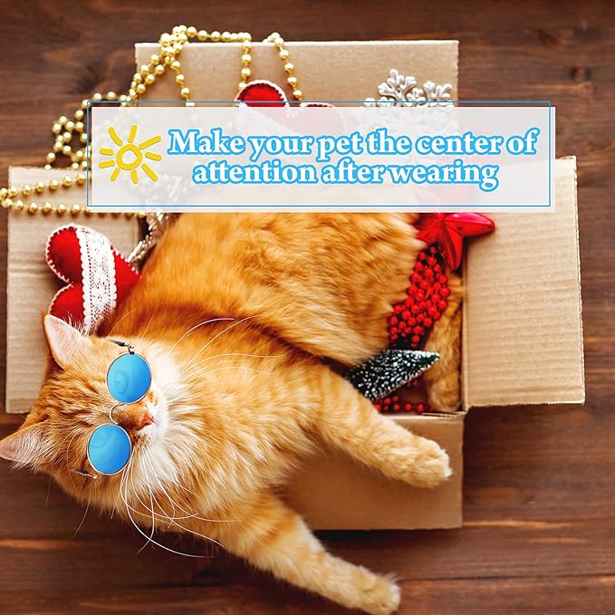 Weewooday 15 Pieces Dog Sunglasses Cat Sunglasses Retro Small Pet Round Metal Glasses Puppy Funny Cosplay Glasses Doll Photo Props Eyewear Costume for Small Medium Dogs