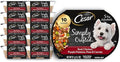 Cesar Simply Crafted Adult Wet Dog Food Toppers for Dry Food, Beef, Chicken, Purple Potatoes, Peas & Carrots, 1.3 oz Tubs, 10 Count