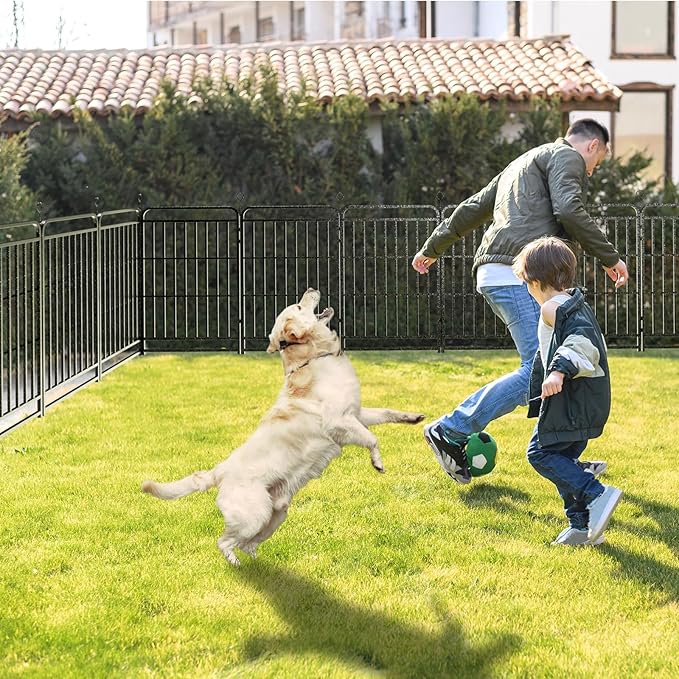 Heavy Duty Dog Playpen: 16 Steel Panels 47" Height, Square Steel Pipe with Reinforced Crossbars, 36FT 103 Sq.ft Portable Fence for Yard RV Camping, Snowy Black