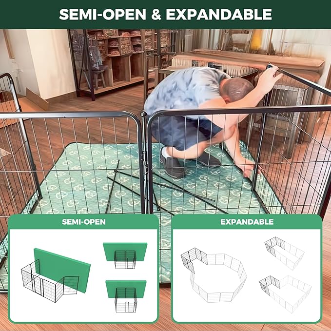 FXW Homeplus Unleashed Indoor Dog Playpen - Stress-Free and Safe Play, Heavy Duty 45 Inch 6 Panels Dog Pen for Large Dogs, Black│Patented