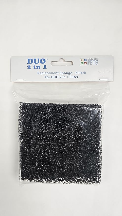 Level One Pets Duo 2 in 1 Submersible Aquarium Filter - Replacement 6 Pack Sponge Filter